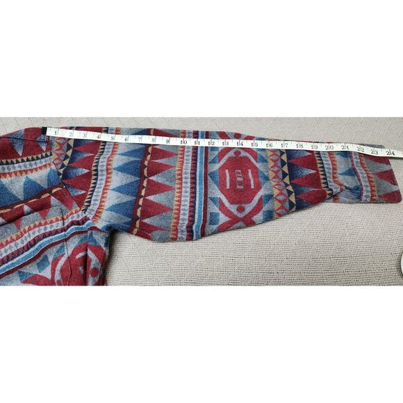 Vintage 1990 LL Bean Red Blue Aztec Button Up Long Sleeve Shirt Woman's Medium - Picture 6 of 9
